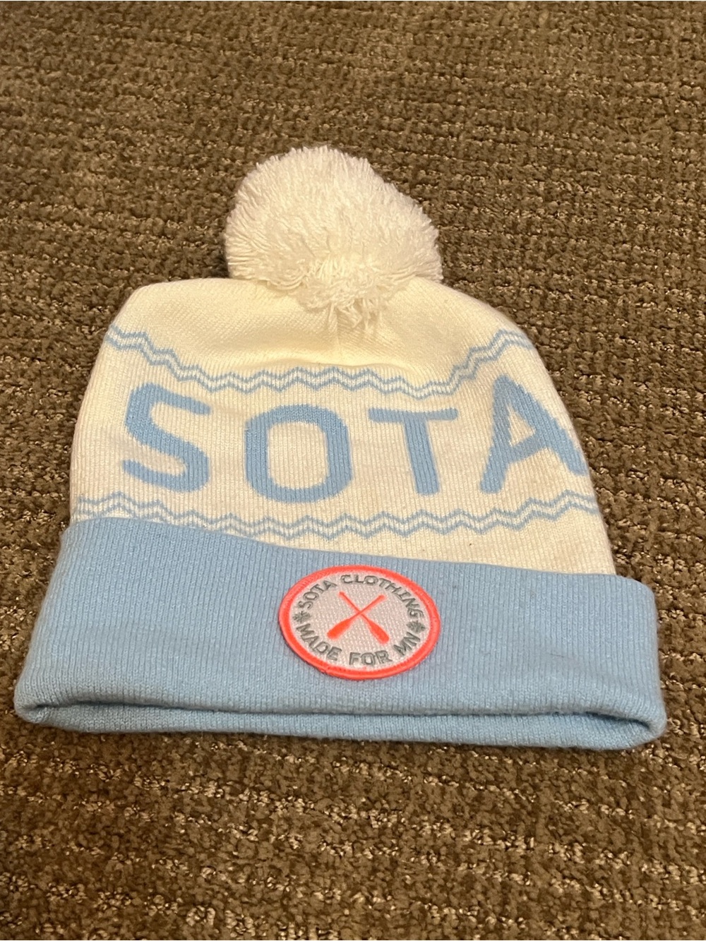 SOTA Women's Pom Beanie - White and Light Blue